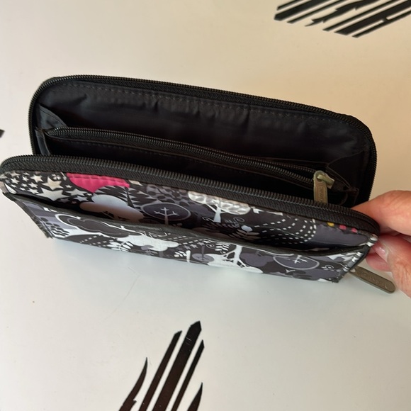 LeSportsac Black and Pink Environmental Zip Around Wallet - Picture 5 of 6